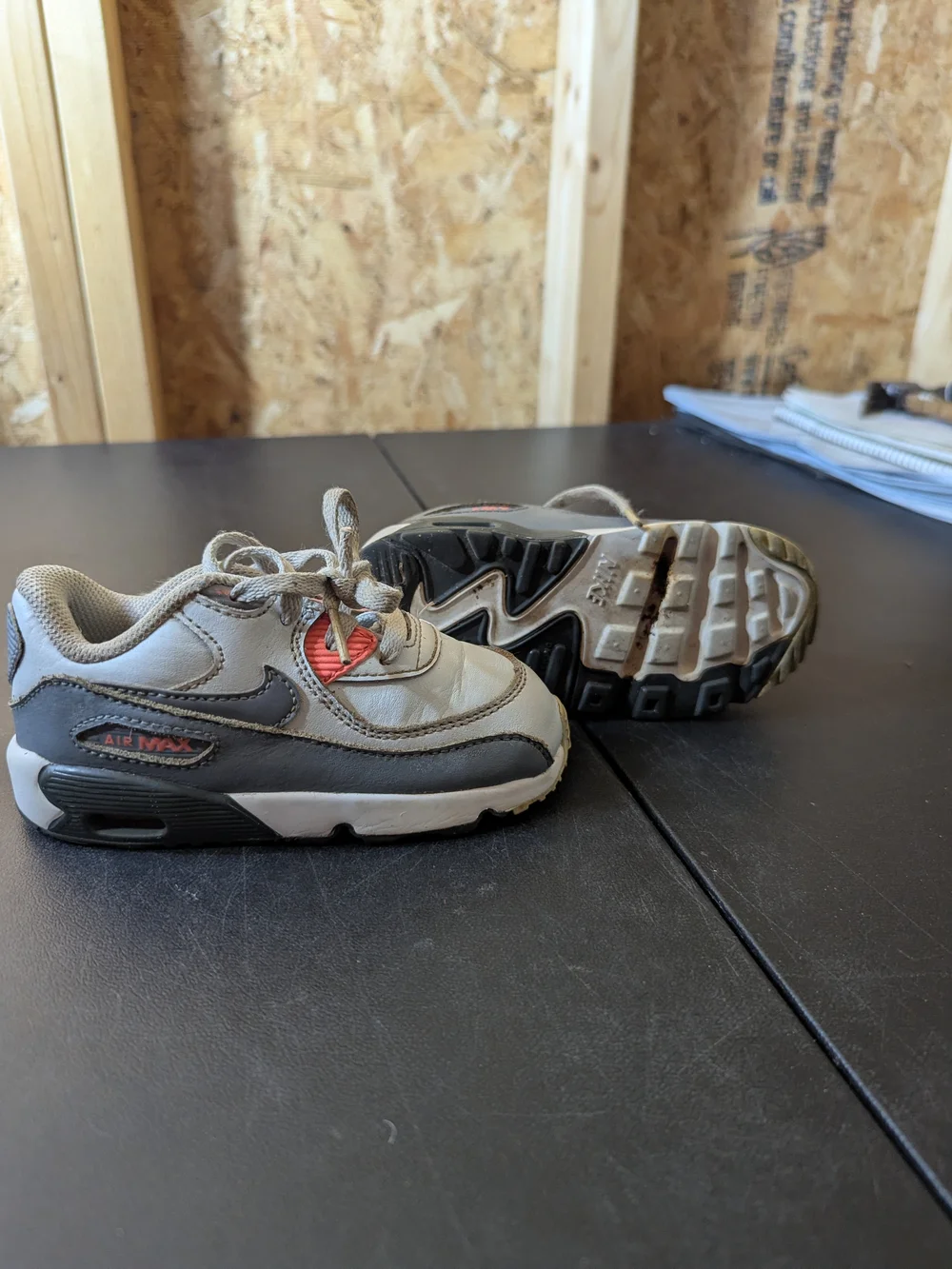 Nike Kids White and Gray Athletic Shoes with Pink Accents